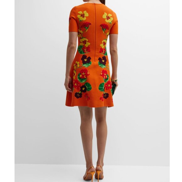 New Oscar de la Renta Nasturtium Jacquard  Fit-&-Flare Dress - Picture 5 of 17